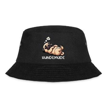 Hundemüde Mops Möpse Mopsbesitzer Mopsliebhaber  - Bucket Hat - Schwarz - Vorne - Lela (165cm)