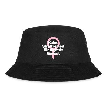 KEINE STRAFREIHEIT FÜR DIGITALE GEWALT! ♀ GIRLS - Bucket Hat - Schwarz - Vorne - Lela (165cm)