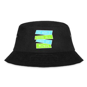 The World Needs All Kinds Of Minds Inspirierend - Bucket Hat - Schwarz - Vorne - Lela (165cm)