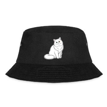 White Cat Angora Eyes Minnows Portrait Elegant - Bucket Hat - black - Front - Lela (165cm)