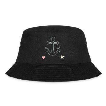 Ankerlinien Motiv Herz Stern - Bucket Hat - Schwarz - Vorne - Lela (165cm)