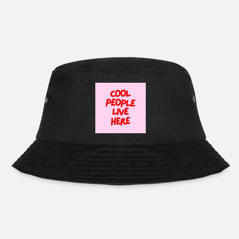 Minimalist COOL PEOPLE LIVE HERE Graphic Tee Desgn - Bucket Hat - black