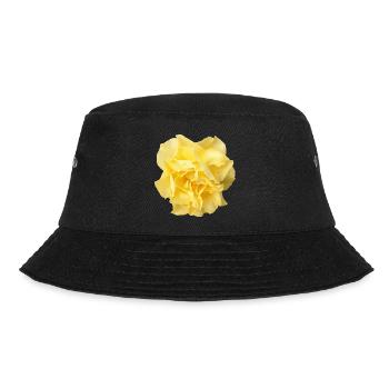 Gelbe Rose: Blumenmotiv für Kleidung - Bucket Hat - Schwarz - Vorne - Lela (165cm)