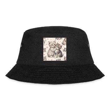 Pastel Kittens Heartfelt Hug - Bucket Hat - black - Front - Lela (165cm)