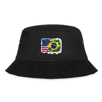 Sticker USA Brésil - Design Drapeau Double Nationa - Bob - noir - Devant - Lela (165cm)
