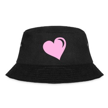 Pastel Pink Heart – Minimalist Style - Bucket Hat - black - Front - Lela (165cm)