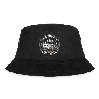 Camping Oma und Opa On Tour Shirt - Bucket Hat - Schwarz - Vorne - Lela (165cm)