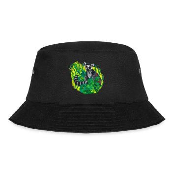 Ring-tailed lemur in the jungle, tropical motifs - Bucket Hat - black - Front - Lela (165cm)