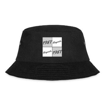 1987 Legends Kursive Quadrate - Bucket Hat - Schwarz - Vorne - Lela (165cm)