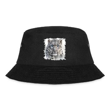 Schneeleopard mit blauen Augen - Bucket Hat - Schwarz - Vorne - Lela (165cm)