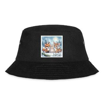 Süße Winterwald Tiere – Fuchs, Hase und Rehkitz  - Bucket Hat - Schwarz - Vorne - Lela (165cm)