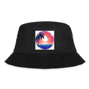 Sonnenuntergangs-Palmenkreis Ozean-Leuchten - Bucket Hat - Schwarz - Vorne - Lela (165cm)