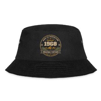 August 1968 Original Birthday Vintage Mountain - Bucket Hat - Schwarz - Vorne - Lela (165cm)
