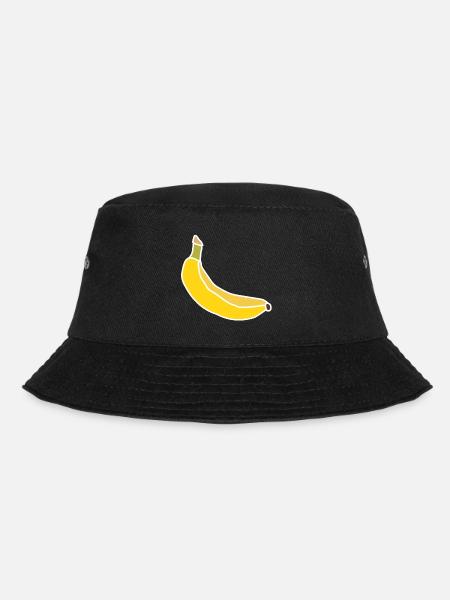 Gelbe Banane – Minimalistische fruchtige Illustration - Bucket Hat - Schwarz