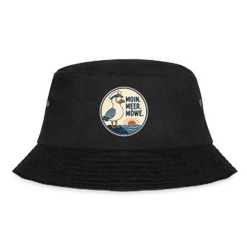 Moin Meer Möwe – Norddeutscher Küsten Spruch - Bucket Hat - Schwarz - Vorne - Lela (165cm)