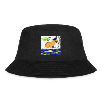 Capybara im Seerosen Teich - Bucket Hat - Schwarz - Vorne