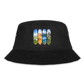Mongolei Travel – Steppe & Nomaden Motiv - Bucket Hat - Schwarz - Vorne