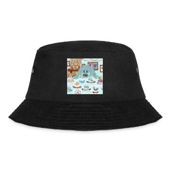 Flauschiges Wintermonster mit Schneekugel-Sammlung - Bucket Hat - Schwarz - Vorne