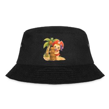 I - Buchstabe: Kleines Piratenbaby am Strand - Bucket Hat - Schwarz - Vorne