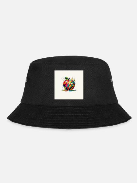 Bunter Apfel – Geometrisches Retro Poster - Bucket Hat - Schwarz