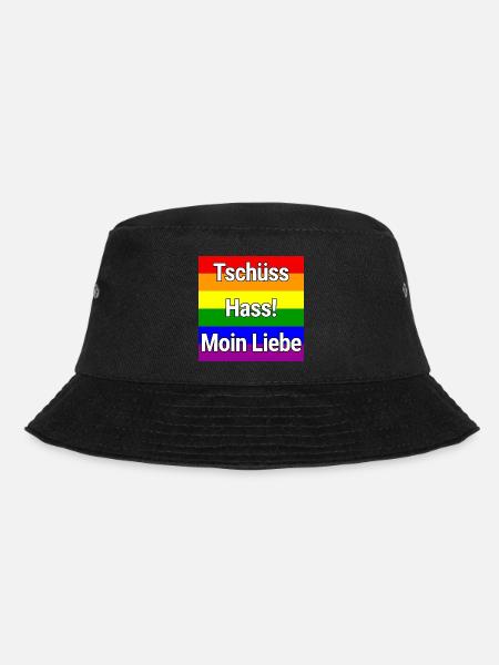 TSCHÜSS HASS MOIN LIEBE REGENBOGEN STATEMENT SHIRT - Bucket Hat - Schwarz