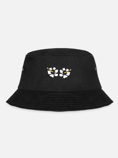 Blume weiß weiße Blume Hibiskus Blüte Festival - Bucket Hat - Schwarz