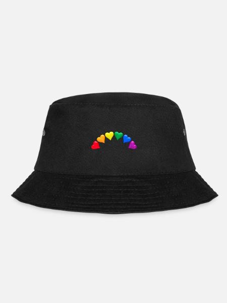 Glänzende Herzen in LGBT-Regenbogenfarben Bogen - Bucket Hat - Schwarz