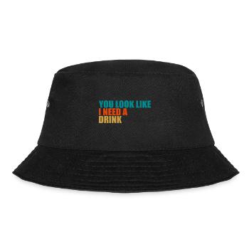 Vintage Drinking Beer Drinker Look Like Drink - Bucket Hat - Schwarz - Vorne - Lela (165cm)