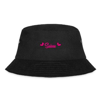 SCHWEIZ. HUMOR. LAND. FLAGGE. GENF. LAUSANNE - Bucket Hat - Schwarz - Vorne - Lela (165cm)