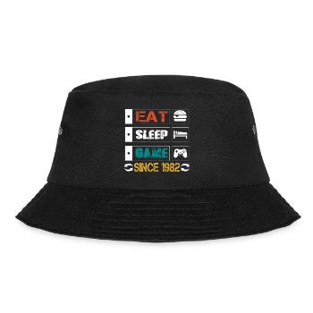 Eat, Sleep, Game, Repeat, Controller, since 1982 - Bucket Hat - Schwarz - Vorne - Lela (165cm)
