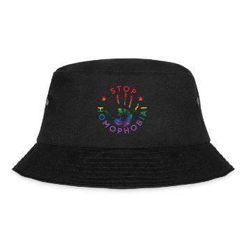 LGBT flag colors handprint stop homophobia sign - Bucket Hat - black - Front - Lela (165cm)