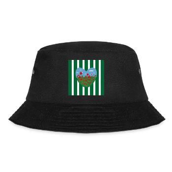 Herz Wiese mit vielen Blumen. - Bucket Hat - Schwarz - Vorne - Lela (165cm)