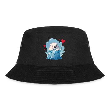 Verschenke diesen süßen Eisbären zum Valentinstag - Bucket Hat - Schwarz - Vorne - Lela (165cm)