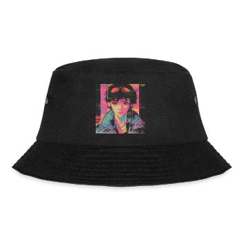 80s anime teen calming high quality fashion print - Bucket Hat - black - Front - Lela (165cm)