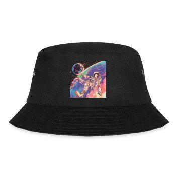 80er Jahre Anime Mädchen beruhigender hochwertiger Modedruck - Bucket Hat - Schwarz - Vorne - Lela (165cm)