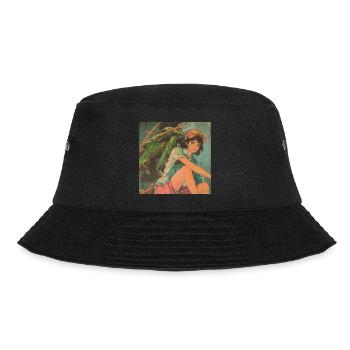 80s anime teen calming high quality fashion print - Bucket Hat - black - Front - Lela (165cm)
