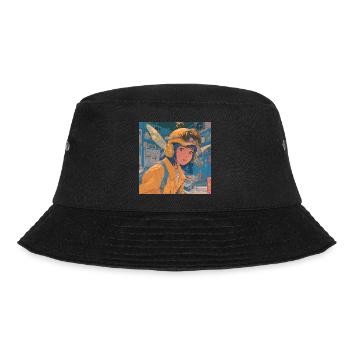80s anime teen calming high quality fashion print - Bucket Hat - black - Front - Lela (165cm)
