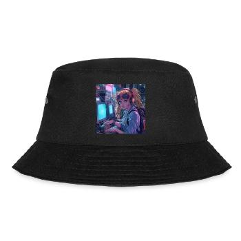 80s anime teen calming high quality fashion print - Bucket Hat - black - Front - Lela (165cm)