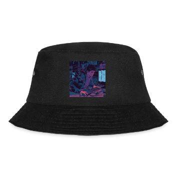 80s anime teen calming high quality fashion print - Bucket Hat - black - Front - Lela (165cm)
