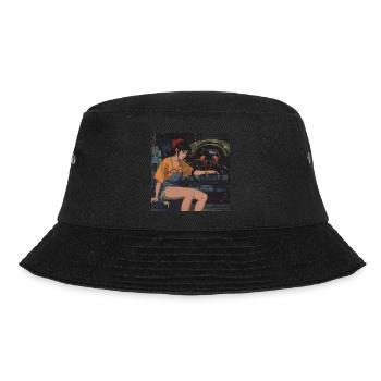 80s anime teen calming high quality fashion print - Bucket Hat - black - Front - Lela (165cm)