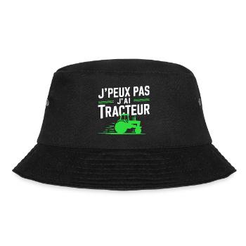 I can't I have Tractor (Green) - Bucket Hat - black - Front - Lela (165cm)