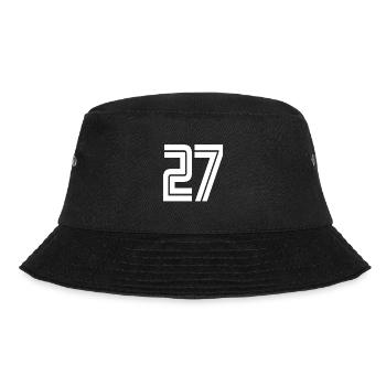 Trikotnummer 27 – Geschenk zum 27-jährigen Jubiläum - Bucket Hat - Schwarz - Vorne - Lela (165cm)