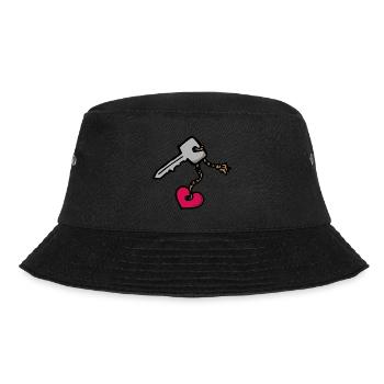 Schlüssel mit Herz Schlüsselbund Liebeserklärung - Bucket Hat - Schwarz - Vorne - Lela (165cm)