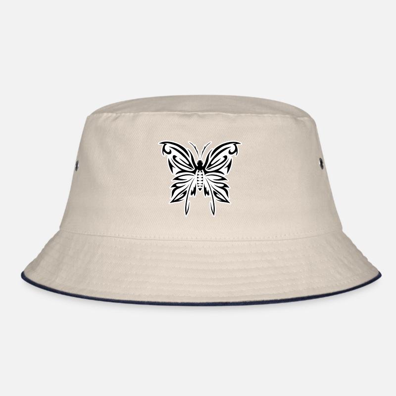 Gothic butterfly black white version Bucket Hat
