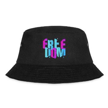 Freedom Freiheit Schriftzug - Bucket Hat - Schwarz - Vorne - Lela (165cm)