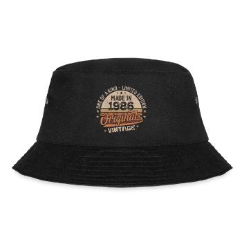 1986 Jahrgang Geboren 1986 Vintage Jubiläumsgeschenk - Bucket Hat - Schwarz - Vorne - Lela (165cm)