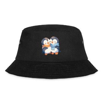 Penguin Heart Love Cute Hug Penguin Love - Bucket Hat - black - Front - Lela (165cm)