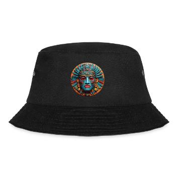 Inca Mask, Aztec Mask, Colorful Mystic Mask - Bucket Hat - black - Front - Lela (165cm)