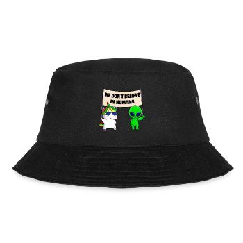 Wir glauben nicht an Menschen - Bucket Hat - Schwarz - Vorne - Lela (165cm)