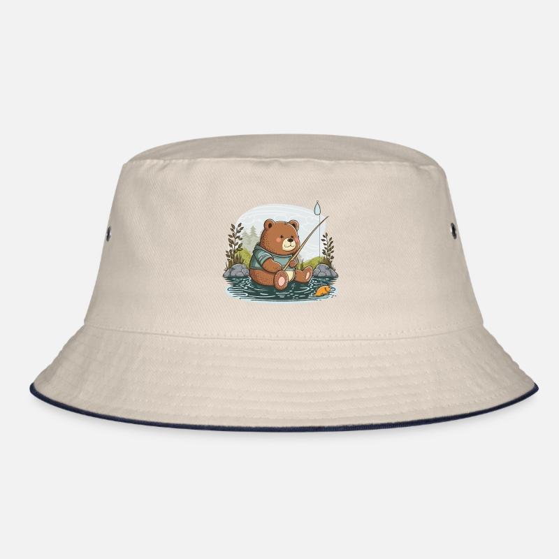 Fischender Bär Bucket Hat